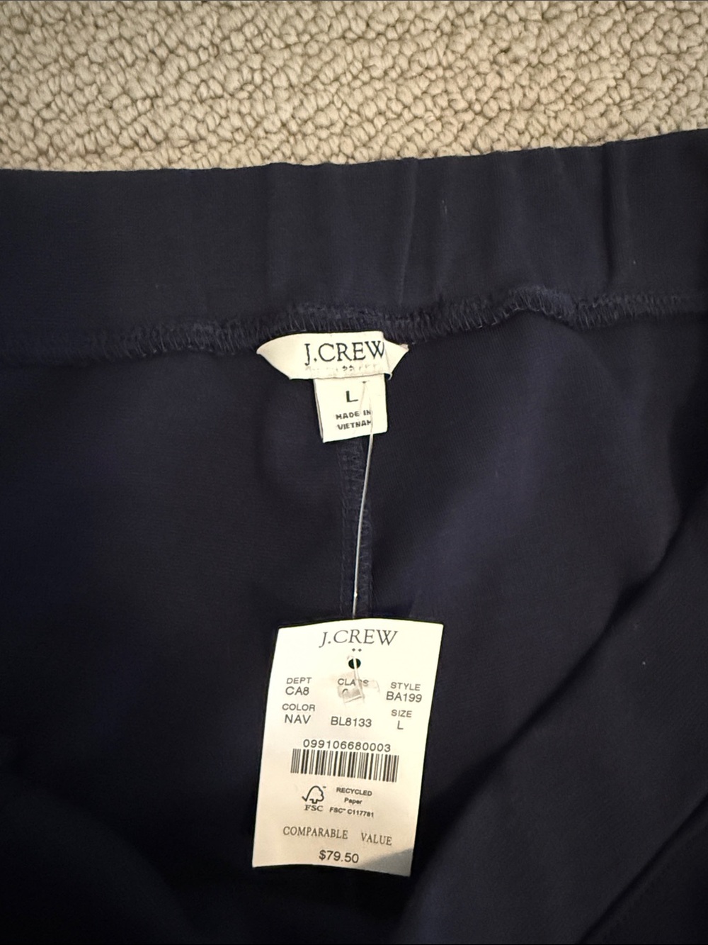 NWT J. Crew Navy Pintuck “Sweatpants” - Picture 4 of 5
